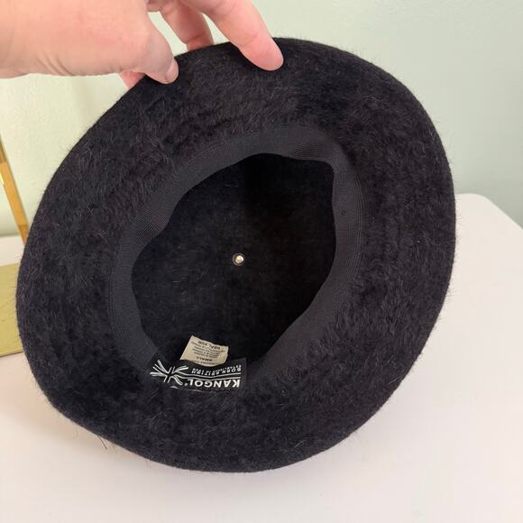 Vintage Kangol Furgora Bucket Hat Black Adult 25" Small Real Fur Angora Hip Hop - Picture 5 of 8